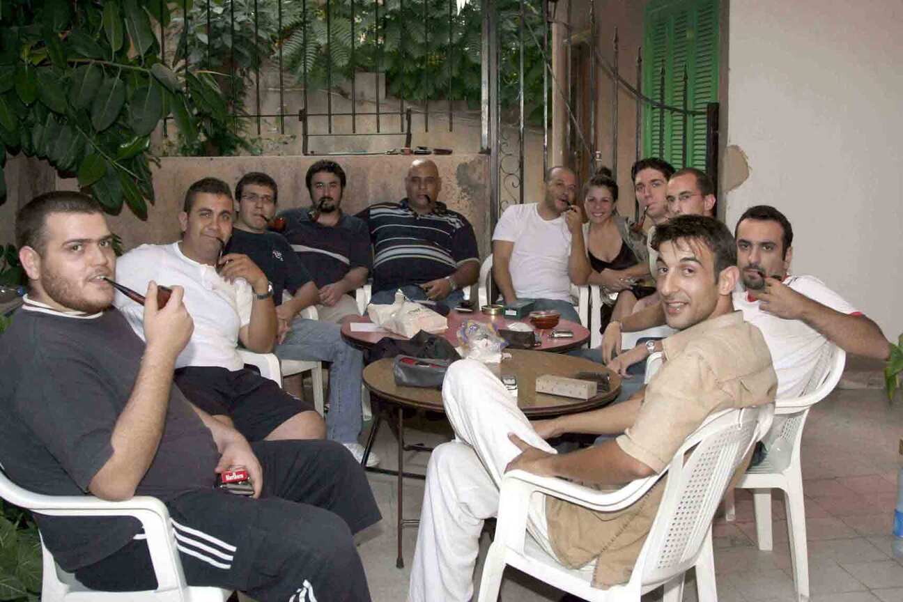 From left to right: Oliver Geha, Jihad Asmar, Paul Jahshan, Fares Irani, Tarek Khalaf, Gihad Abi-Rached and his wife Lina, Salim Khoury, Marc Haddad, Elie Seif, and Kifah Said