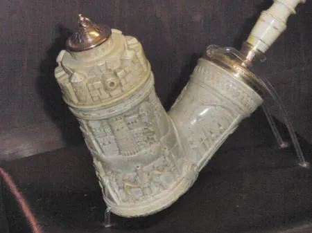 One of hundreds of meerschaum pipes on display in the Hungarian National Museum